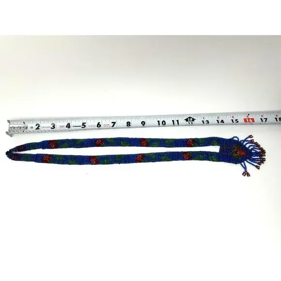 VTG Costume Jewelry Necklace Micro Glass Beads Floral Geometric Boho Hippie - Picture 4 of 6